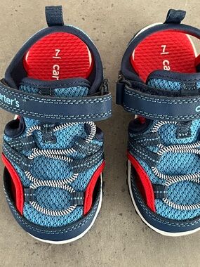 🩴Carter's Navy, Light Blue & Red Toddler Sport Sandals Size 7T New No tags